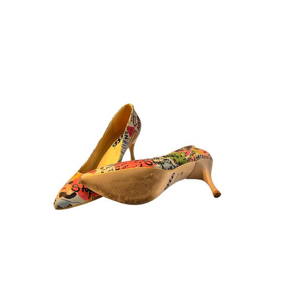 DOGO Vegan High Heel Shoes Cartoon And Slogans Print Women's Size 7 - Picture 12 of 14